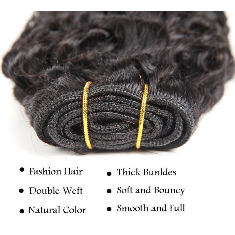 Peiyulex Brazilian Curly Bundles Human Hair Brazilian Kinky Curly Weave 4 Bundles Human Hair 100% Unprocessed Brazilian Virgin Human hair Natural Color (Curly Bundles, 4x10 Inch) - Image 4